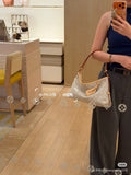 Beige Monogram Shoulder Bag with Tan Trim — hero