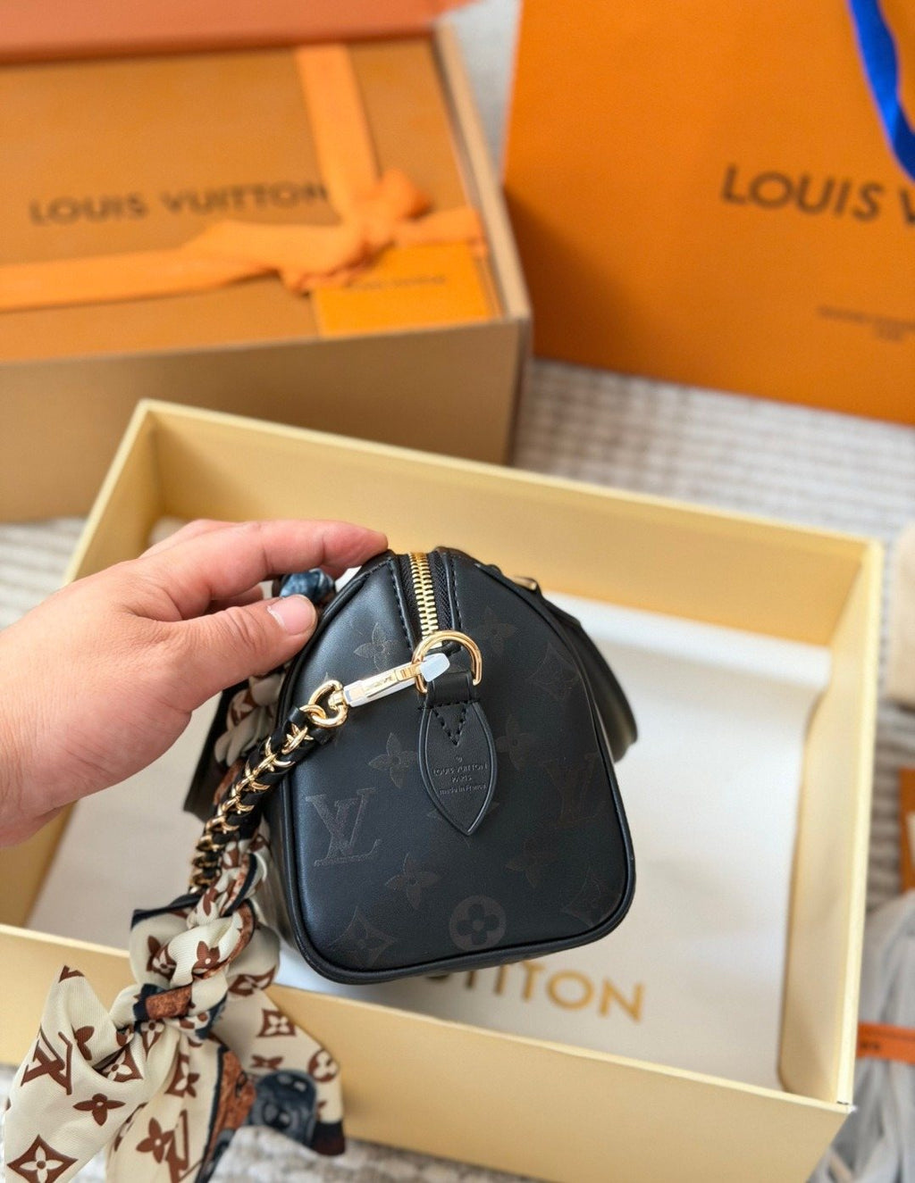 Louis Vuitton Speedy Nano Black Monogram Handbag — side
