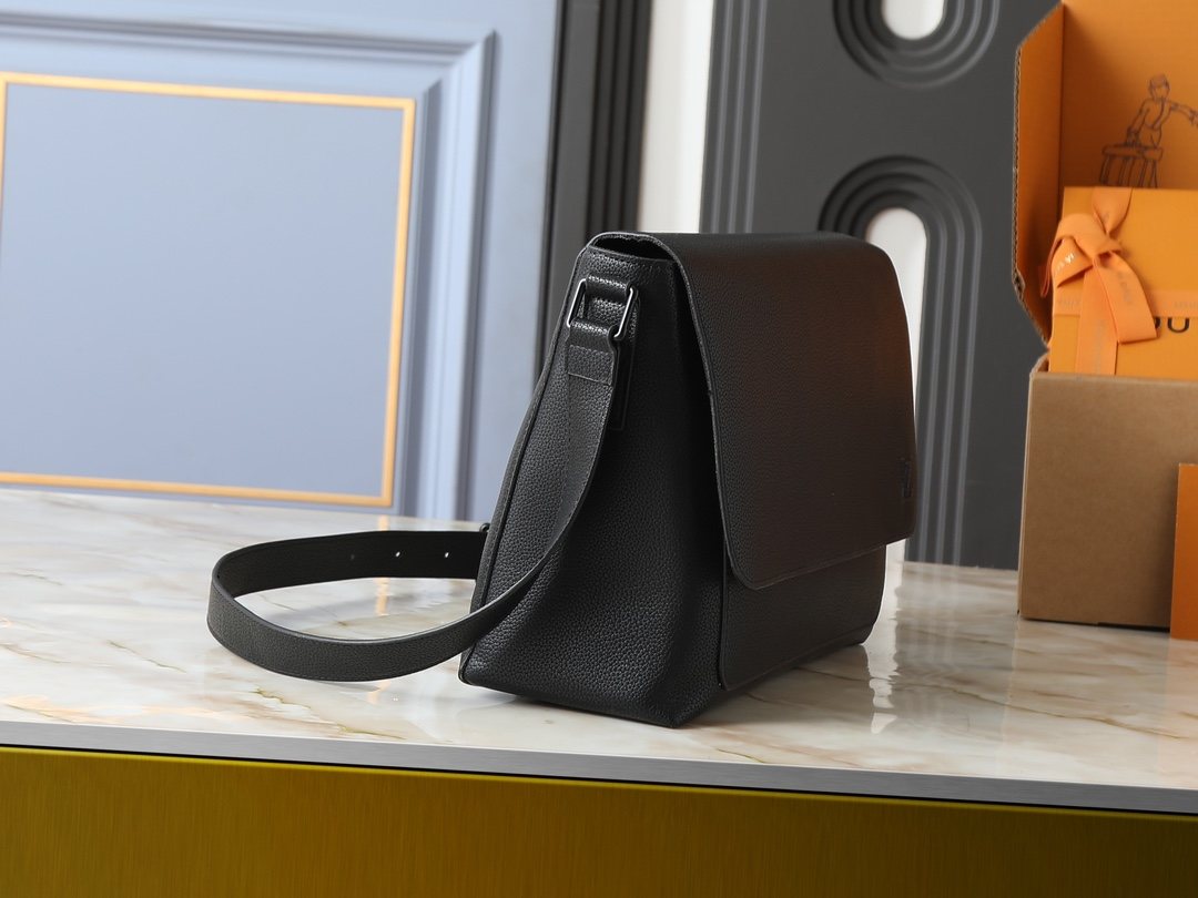 Louis Vuitton Speed Black Leather Messenger Bag — side