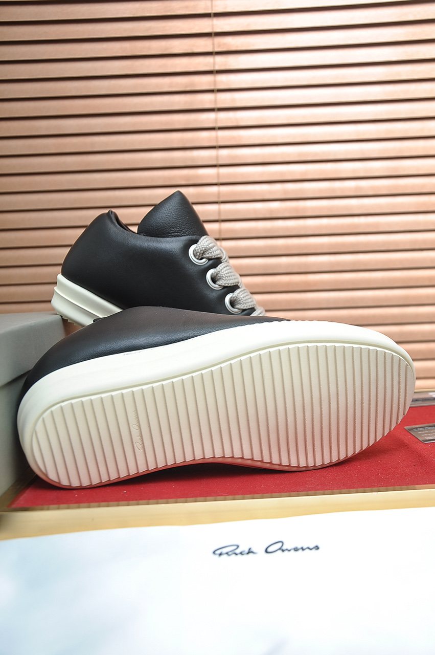 Rick Owens Black Platform Low-Top Sneakers — detail