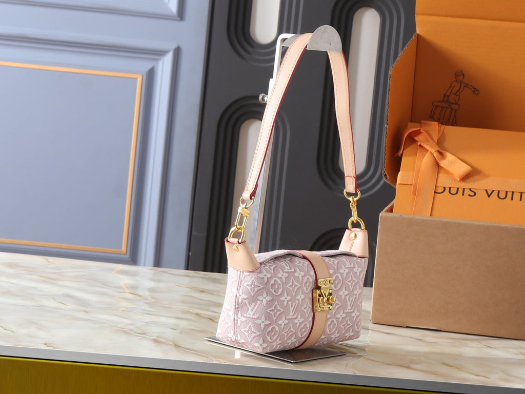 Louis Vuitton Pochette Mia Pink and White Monogram Shoulder Bag — side