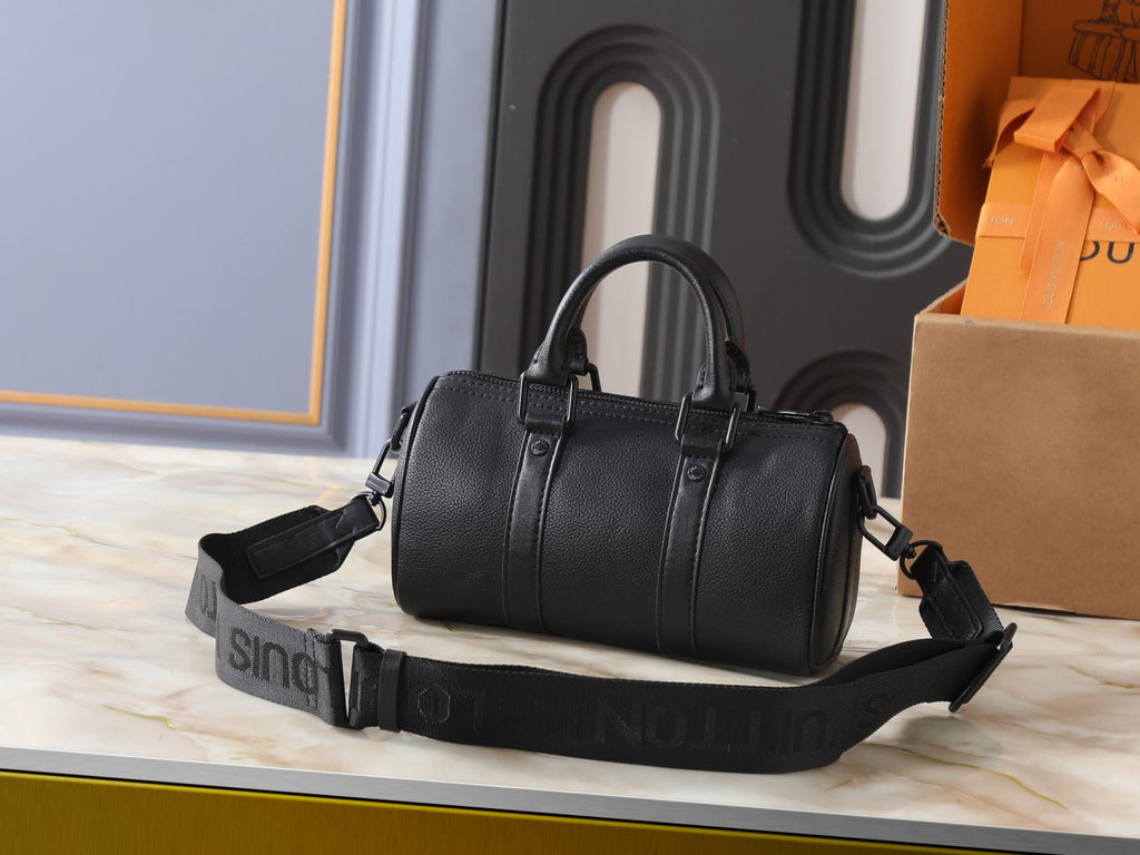 Louis Vuitton Keepall XS Black Barrel Bag — front