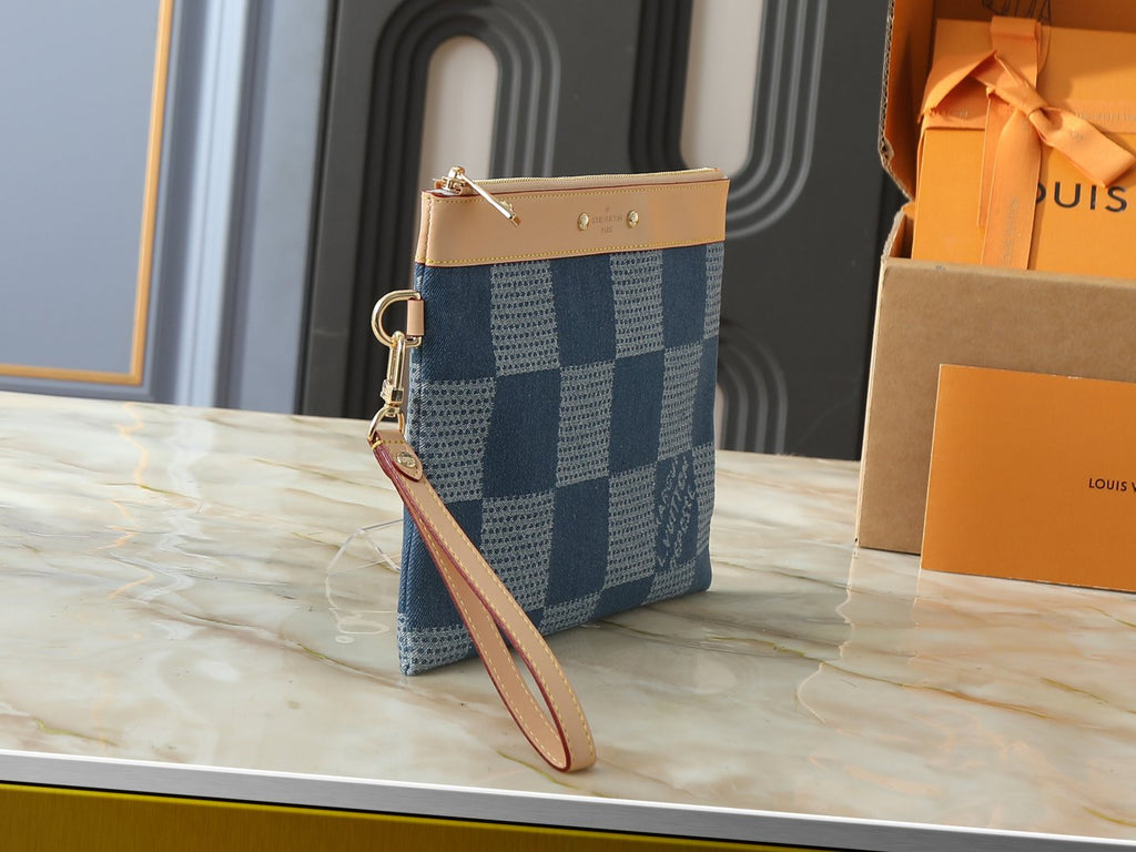 Louis Vuitton Pochette To-Go Checkerboard Wristlet — side