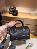 Black Tonal-Motif Rounded Top-Handle Handbag — hero