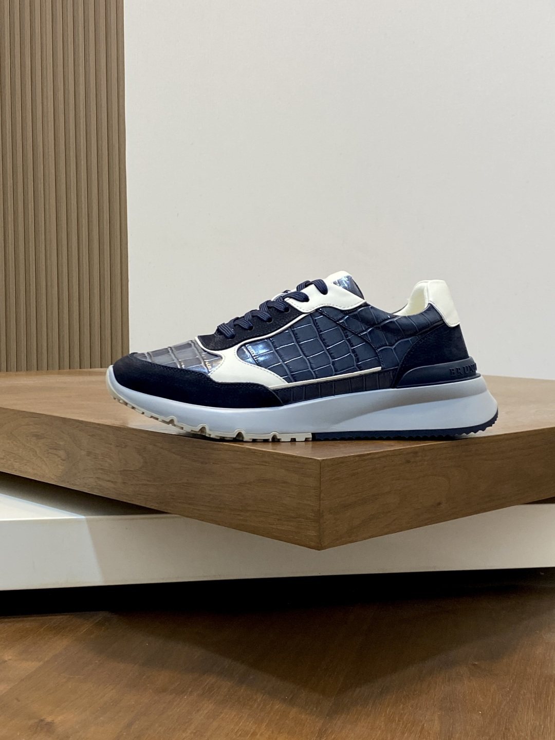 Brunello Cucinelli Navy Paneled Men's Sneakers — side