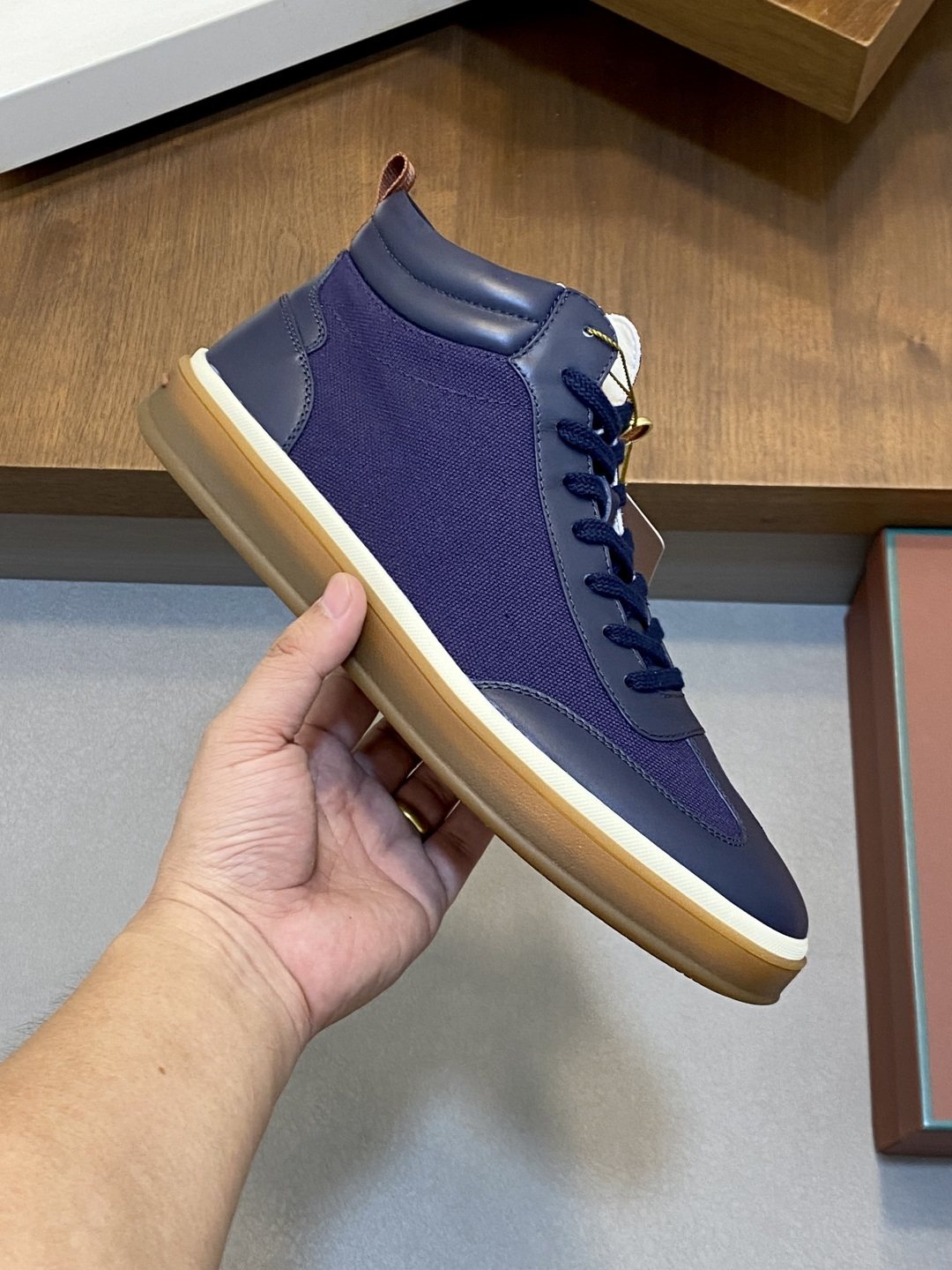 Loro Piana Paneled High-Top Sneakers — model