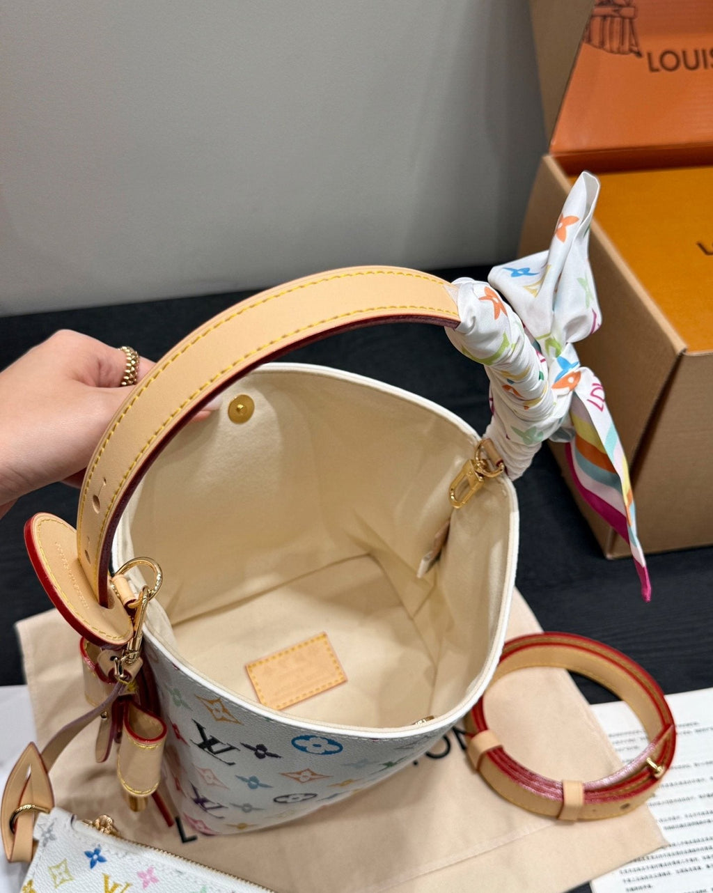 Louis Vuitton All In BB Multicolor Monogram Bucket Bag — detail