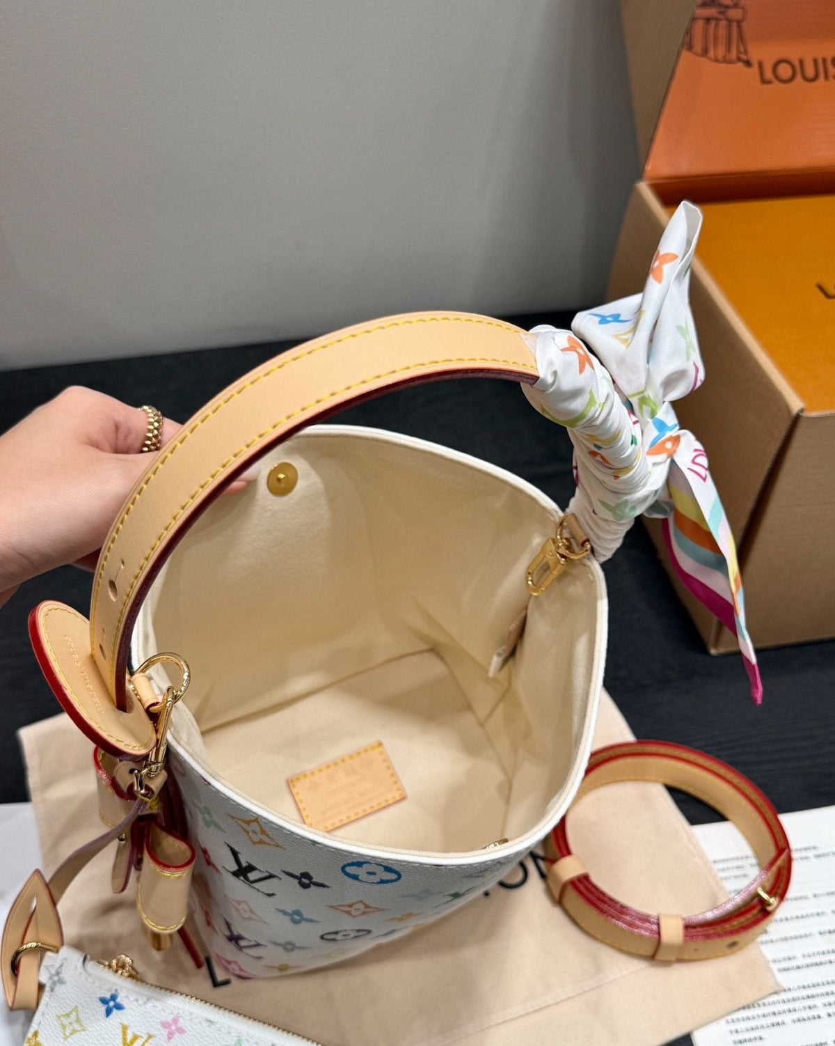 Louis Vuitton All In BB Multicolor Monogram Bucket Bag — detail
