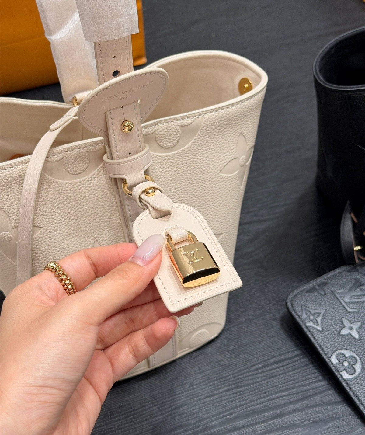 Louis Vuitton AllinBB Embossed Bucket Bag — detail