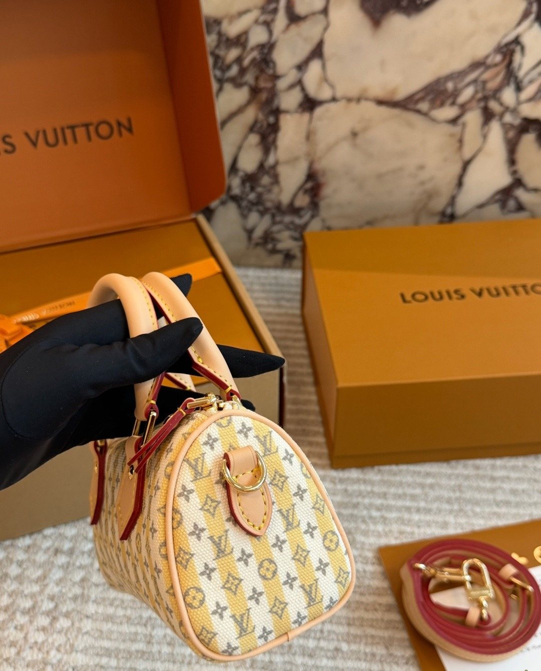 Louis Vuitton Nano Speedy Monogram Barrel Bag — side
