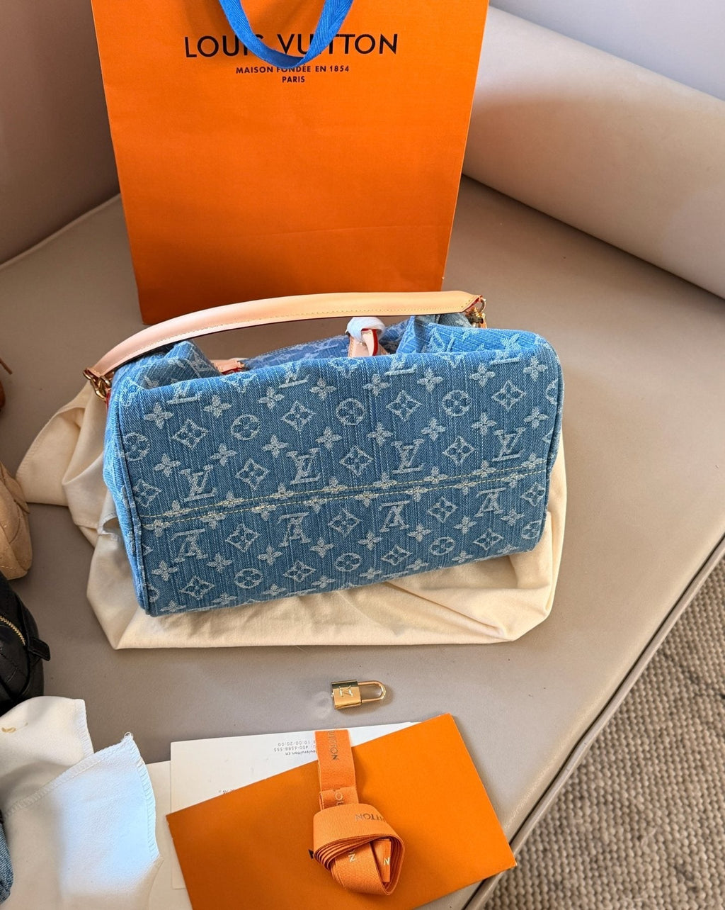 Louis Vuitton Speedy Monogram Denim Bag — back