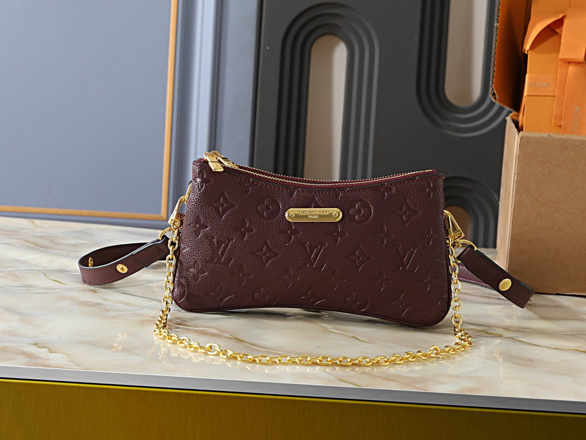 Louis Vuitton Liv Pochette Burgundy Embossed Shoulder Bag — hero