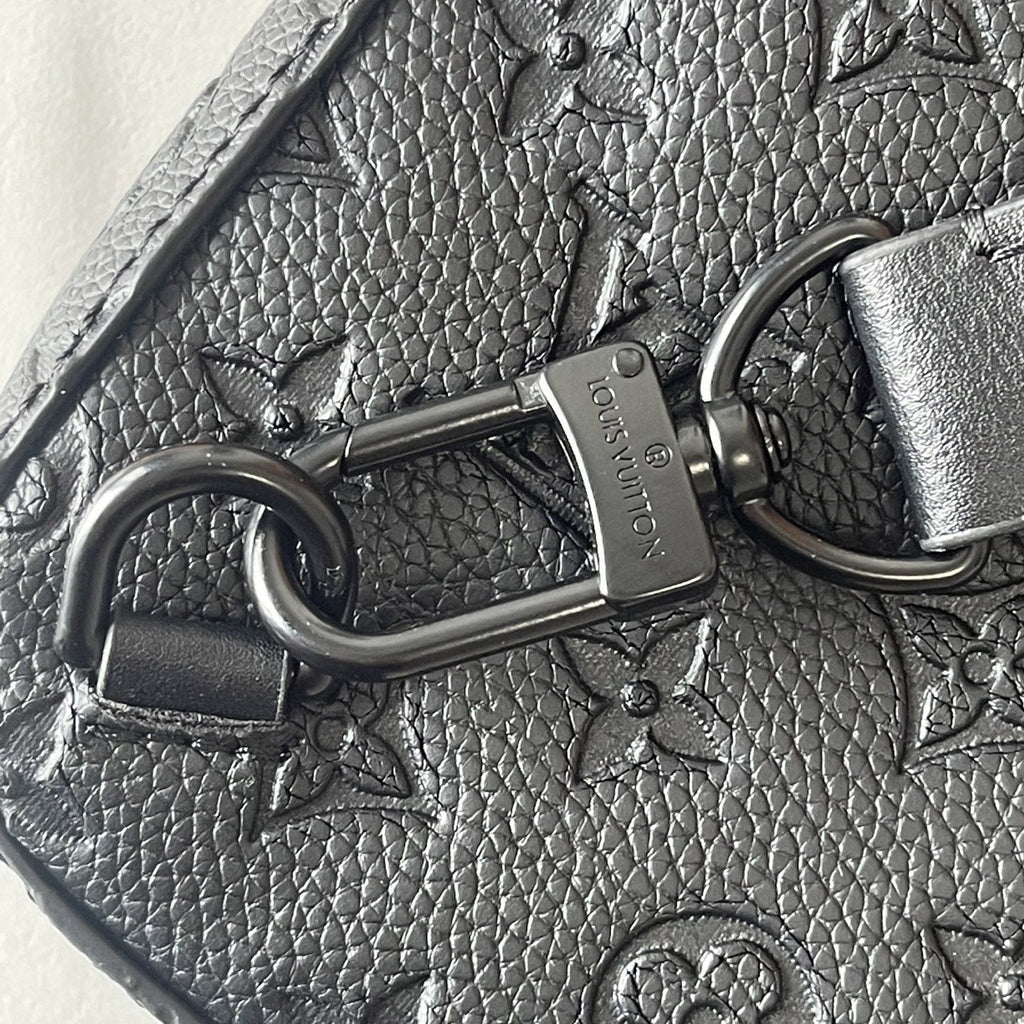 Louis Vuitton Avenue Sling Bag PM in Black Embossed Leather — detail