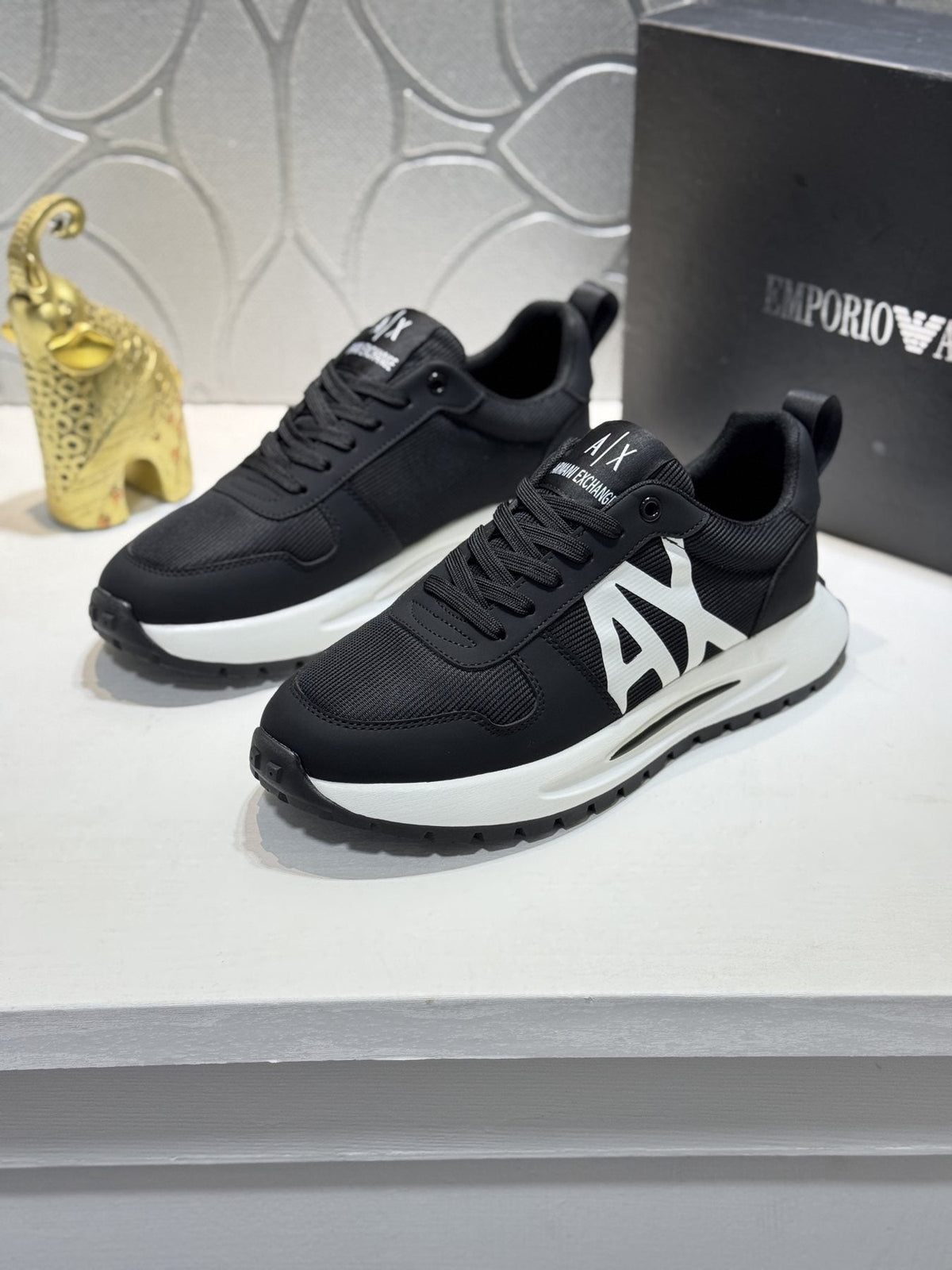 Armani Men's Graphic Side Lace-Up Sneakers — front
