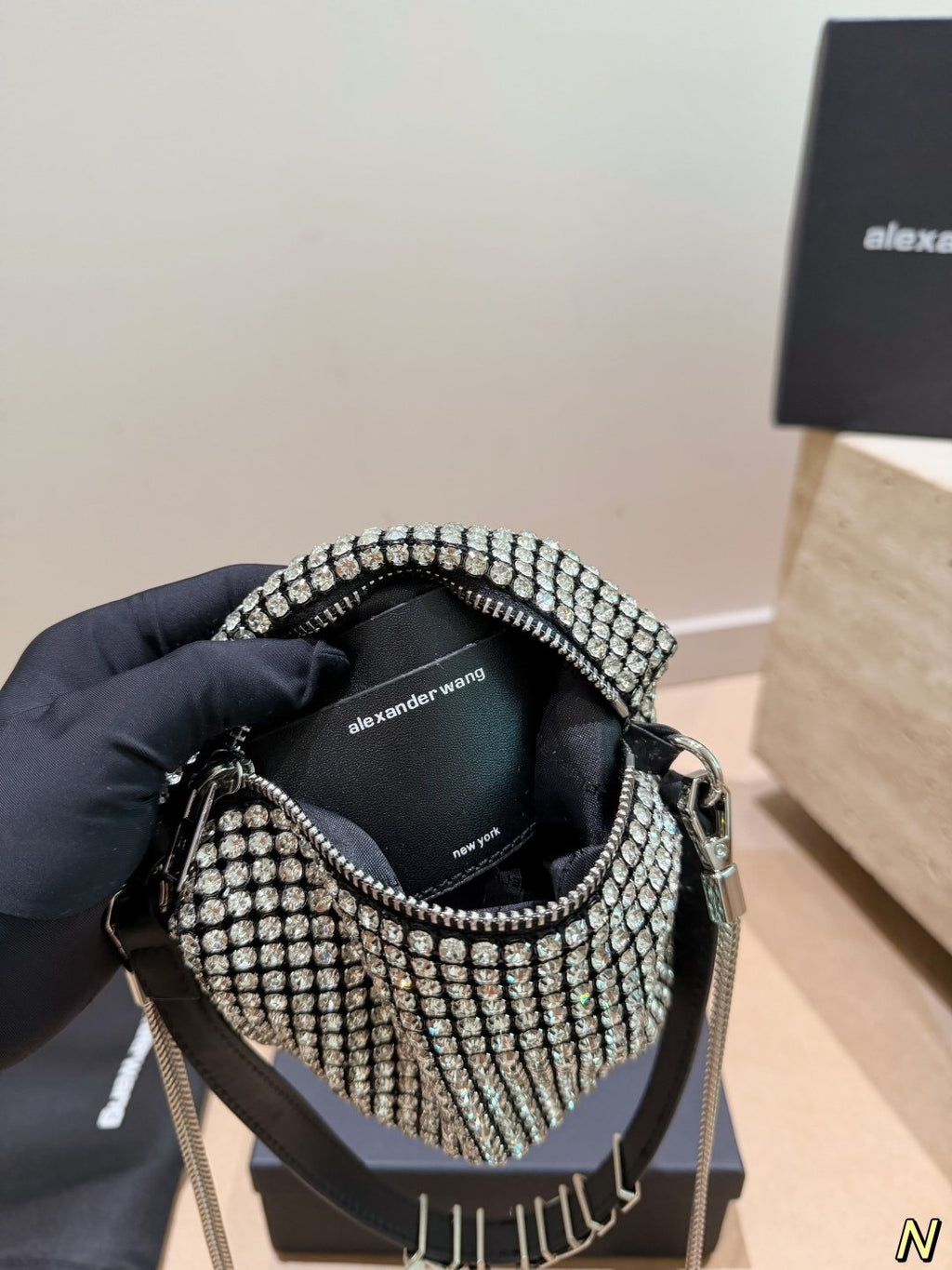Alexander Wang Rhinestone Shoulder Bag — front