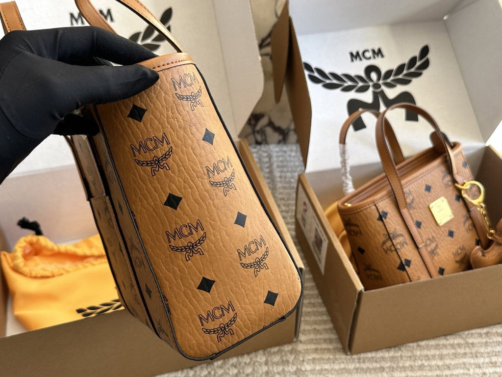 MCM Anya Monogram Tote — side