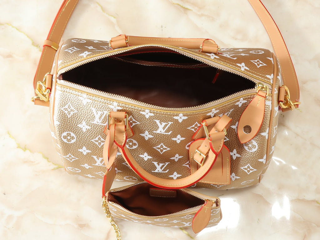 Louis Vuitton Speedy Bandoulière White Monogram Bag — detail