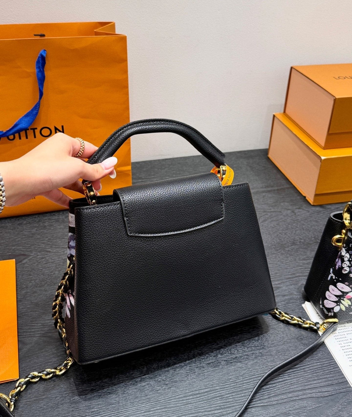 Louis Vuitton Capucines Floral Top-Handle Handbag — back