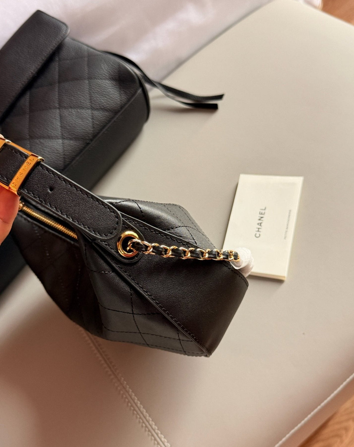 Chanel Quilted Crescent Chain Handbag — side