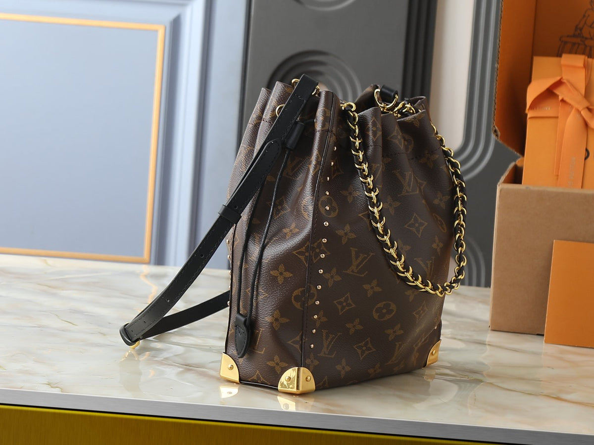Louis Vuitton Noé Trunk Drawstring Bucket Bag — side