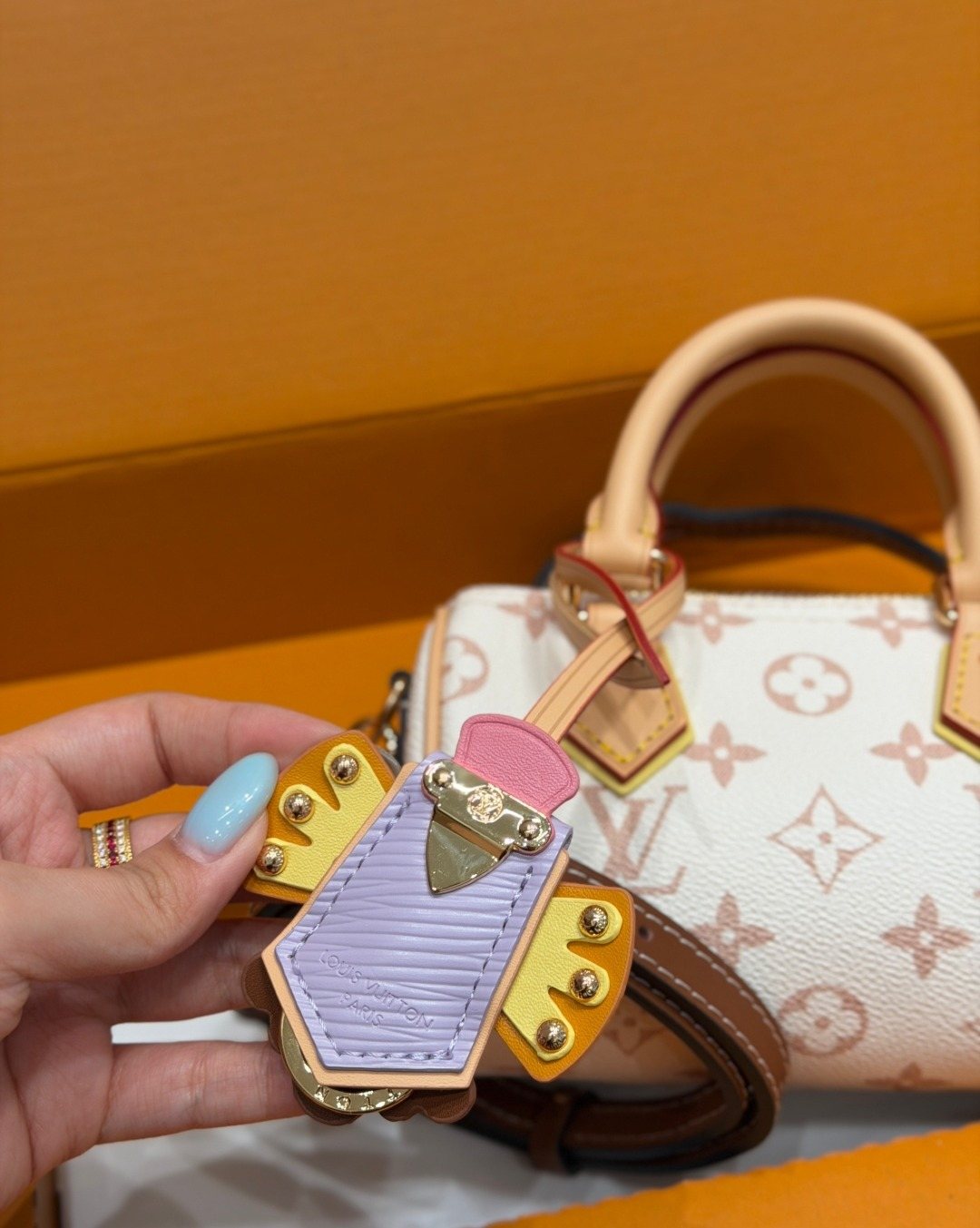 Louis Vuitton Nano Speedy Cream Monogram Bag — detail