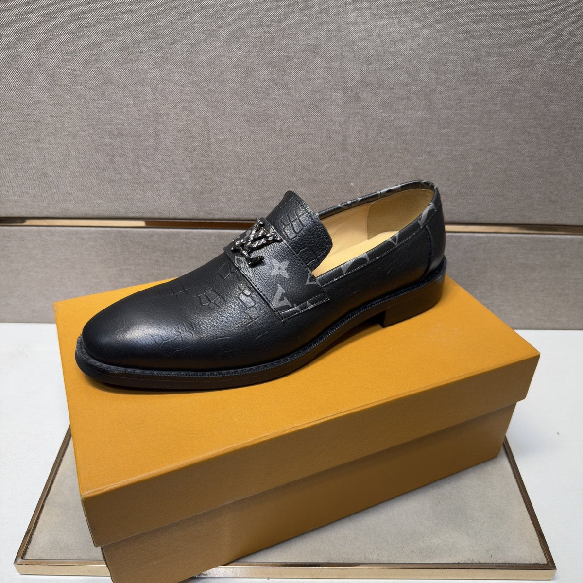 Louis Vuitton Men's Patterned-Strap Loafers — front