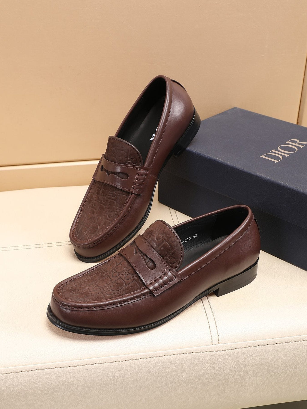 Dior Textured Apron-Toe Loafers — front