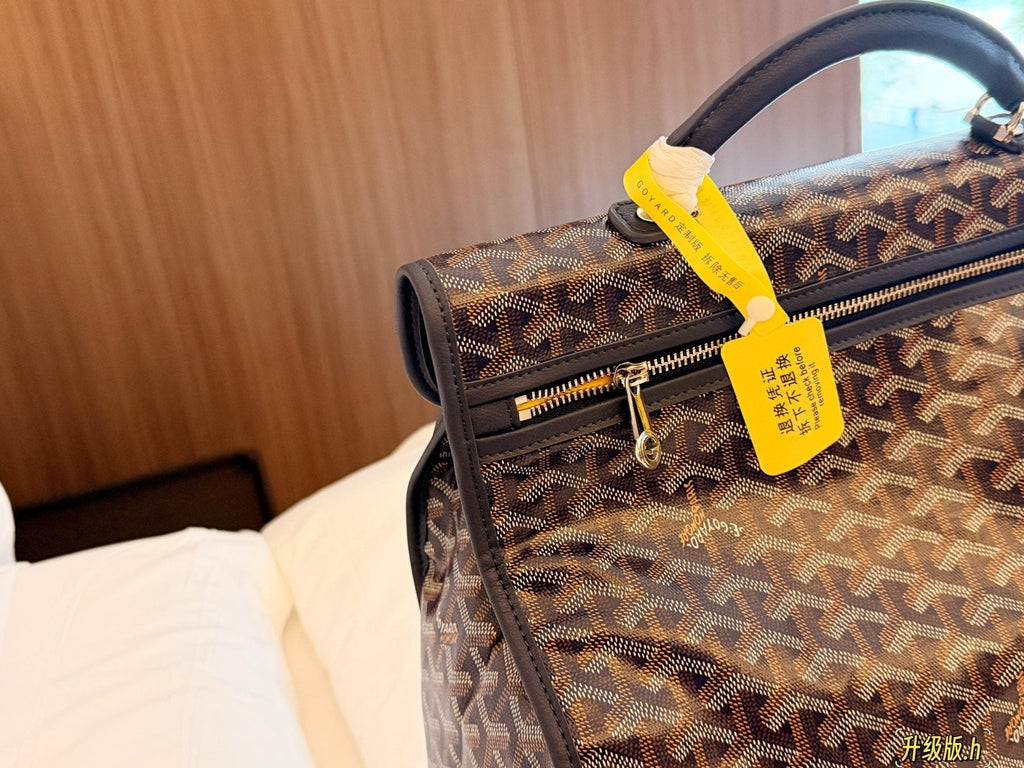 Goyard Patterned Folded-Gusset Backpack — detail