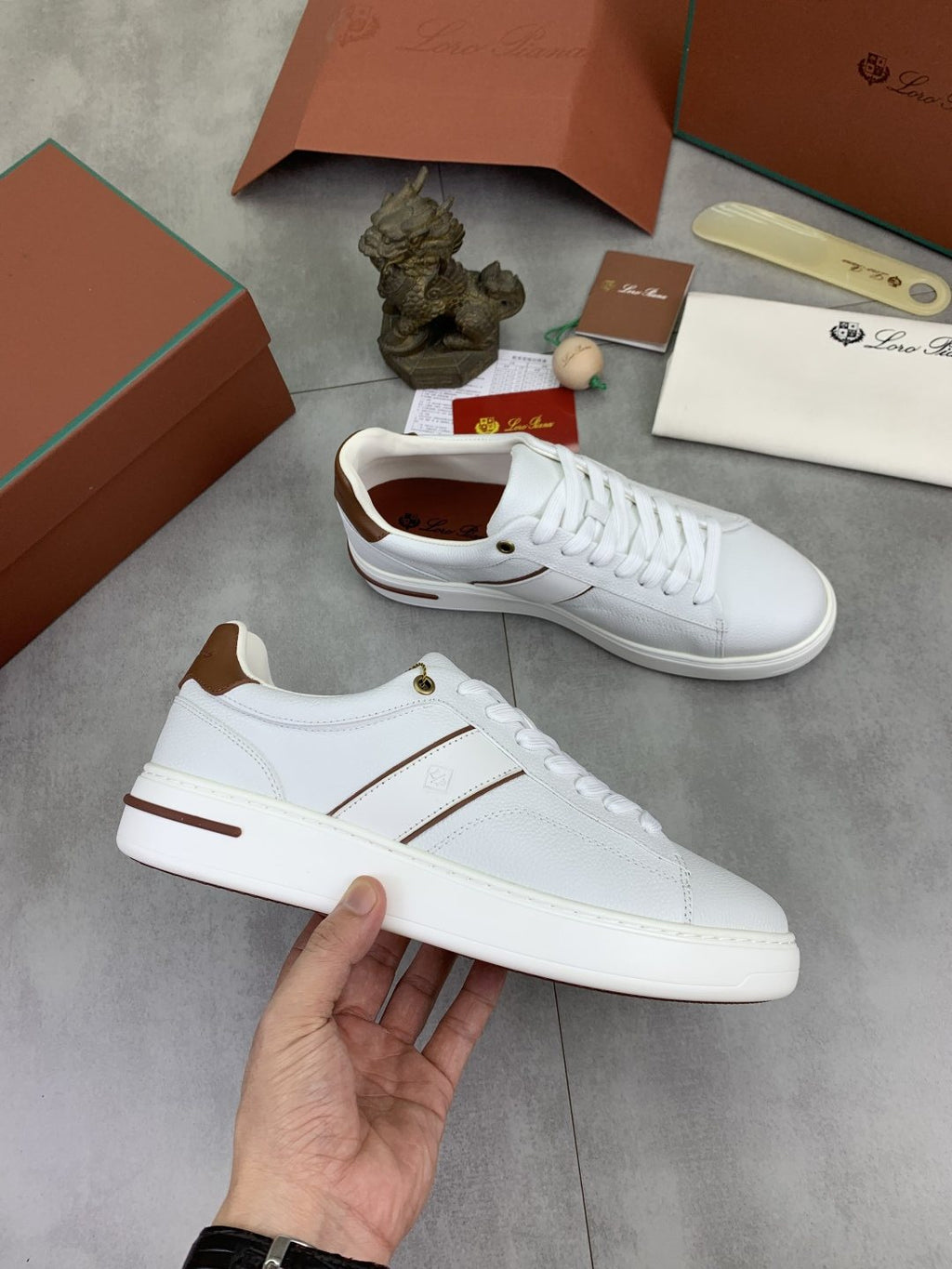 Loro Piana Contrast-Trim Low-Top Sneakers — model