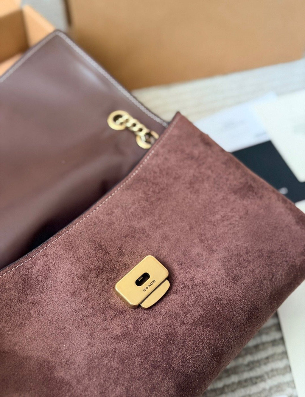 Coach Chelsea Chain-Strap Flap Shoulder Bag — detail