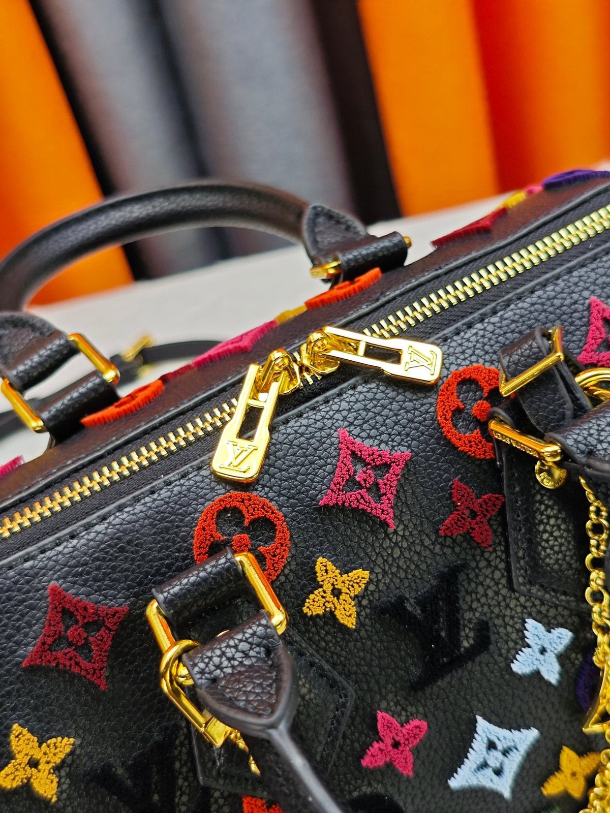 Louis Vuitton Speedy Bandoulière Printed Leather Bag — detail