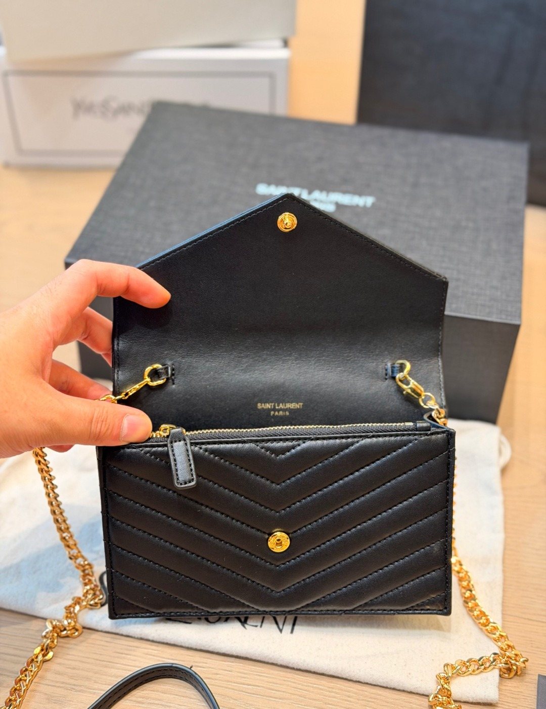 Saint Laurent Lou Lou Quilted Envelope Chain Bag — front