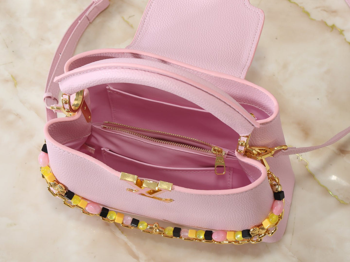 Louis Vuitton Capucines Pink Chain Top-Handle Bag — detail