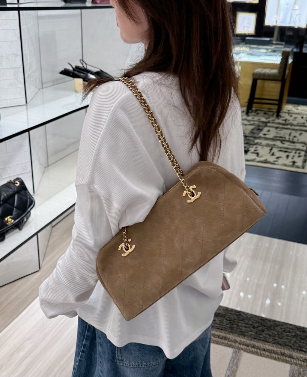 Chanel Chain-Handle Bowling Shoulder Bag — model