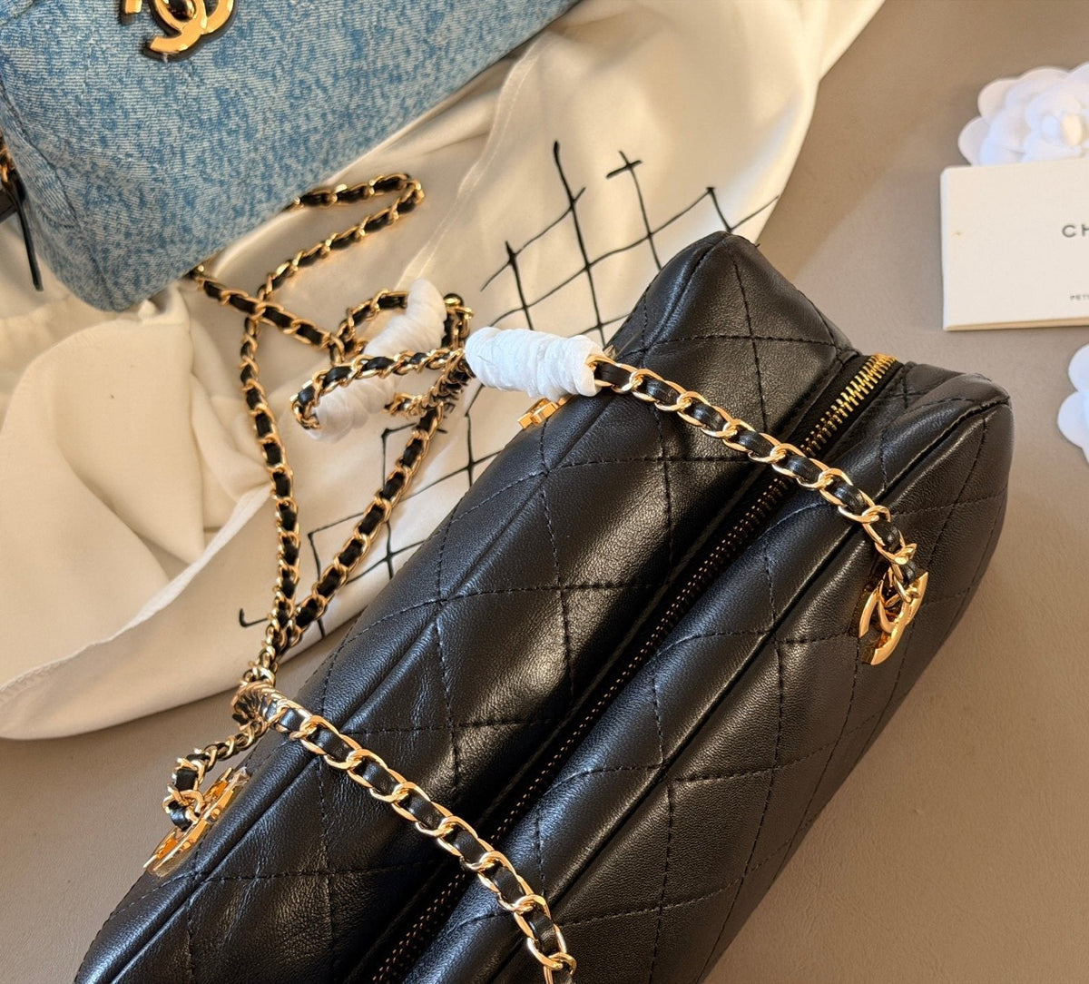 Chanel Chain-Handle Bowling Shoulder Bag — detail