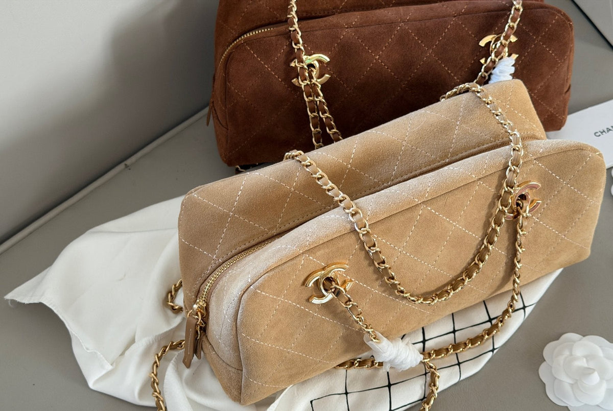 Chanel Chain-Handle Bowling Shoulder Bag — detail