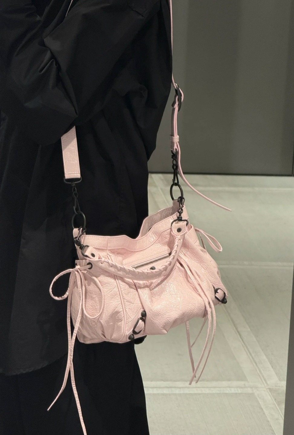 Balenciaga Gathered Studded Shoulder Bag — model