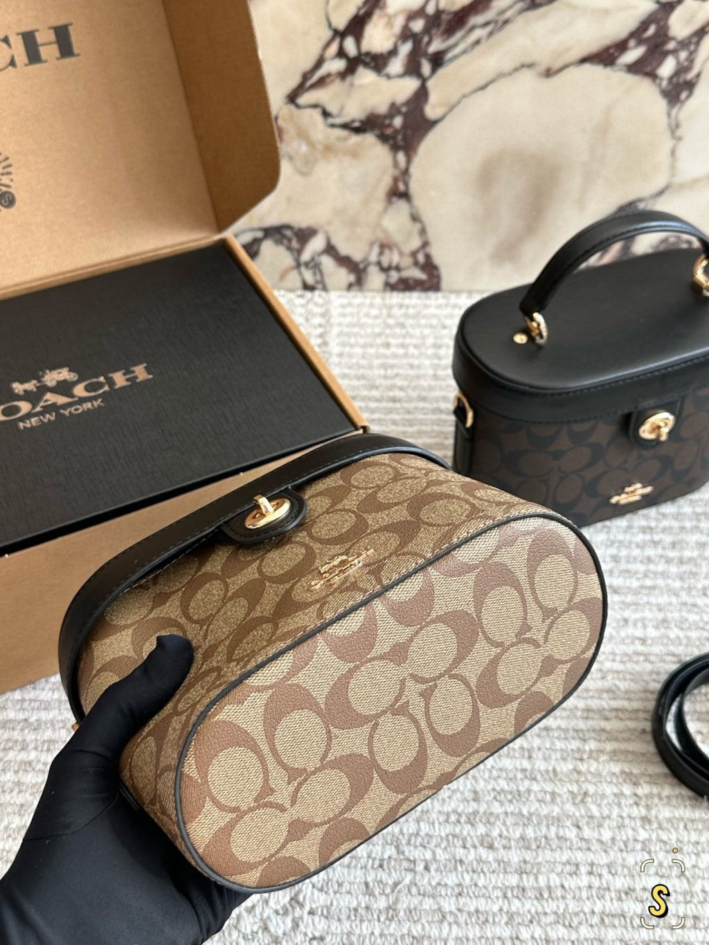 Coach Georgie Monogram Top-Handle Box Bag — front