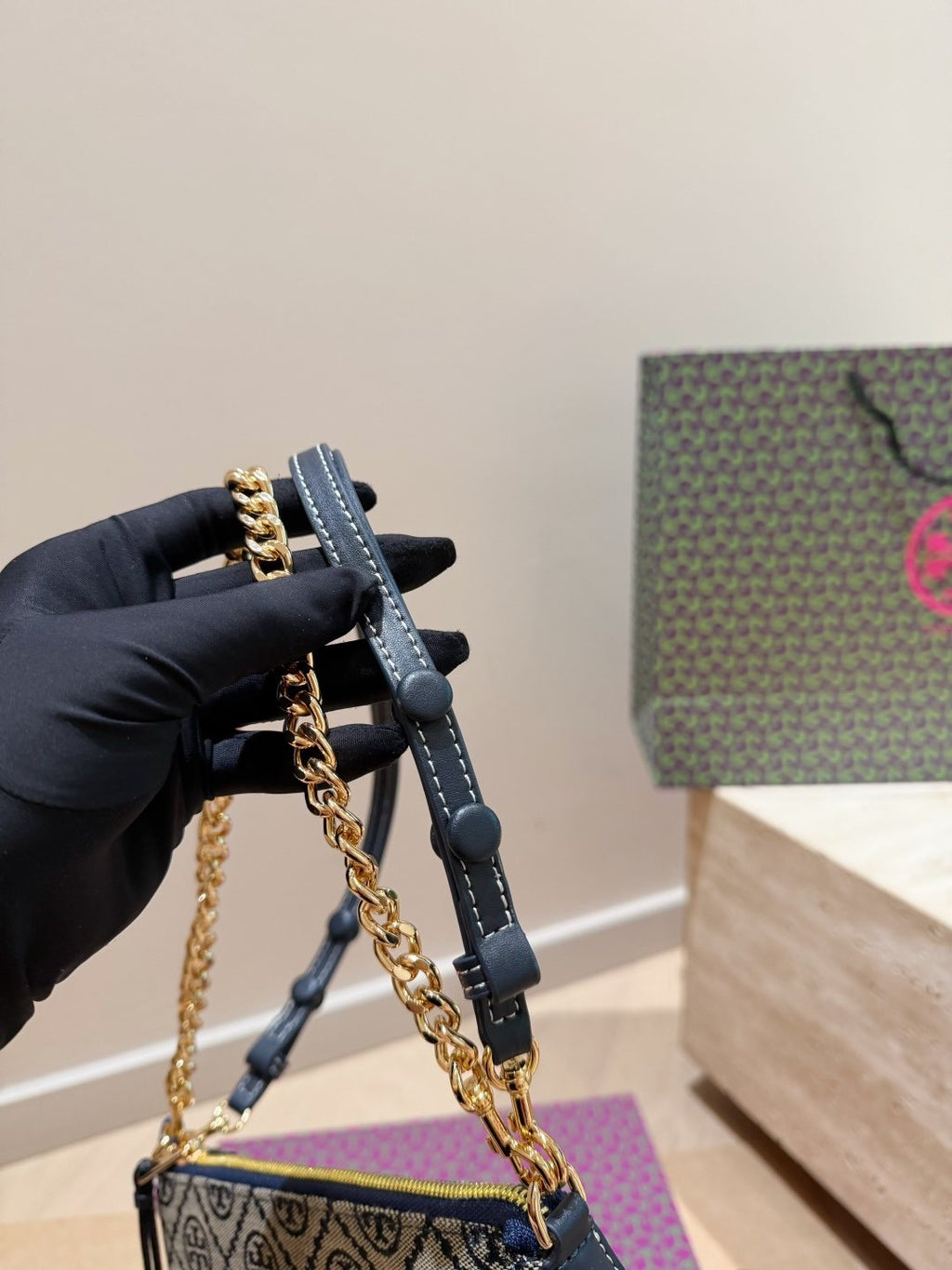 Tory Burch Chain-Accent Shoulder Bag — detail