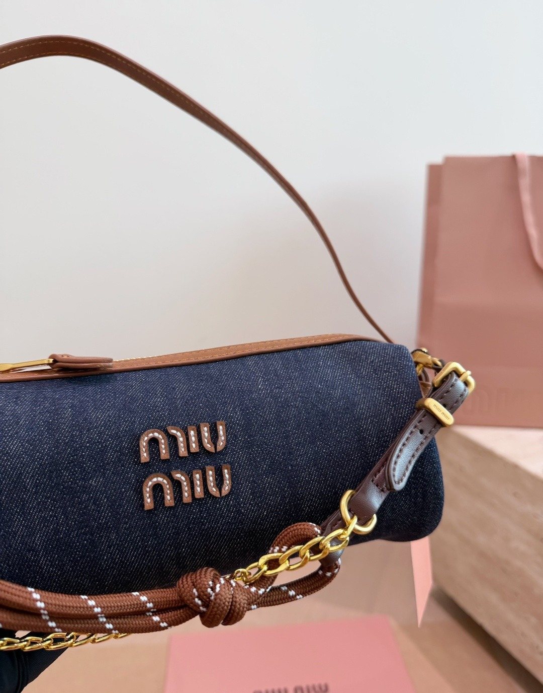 Miu Miu Barrel Shoulder Bag — detail