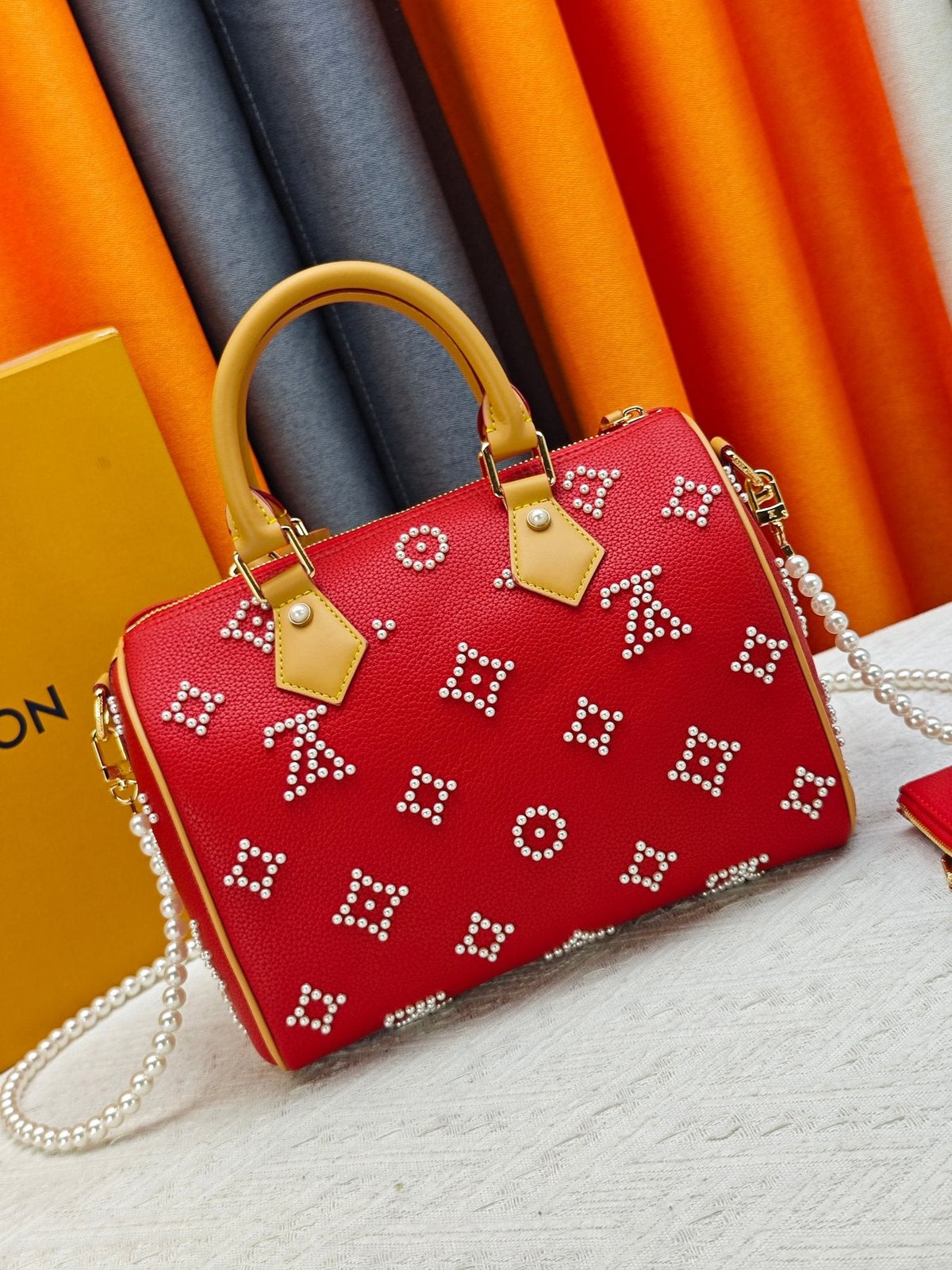 Louis Vuitton Speedy Bandoulière Pearl-Motif Handbag — back