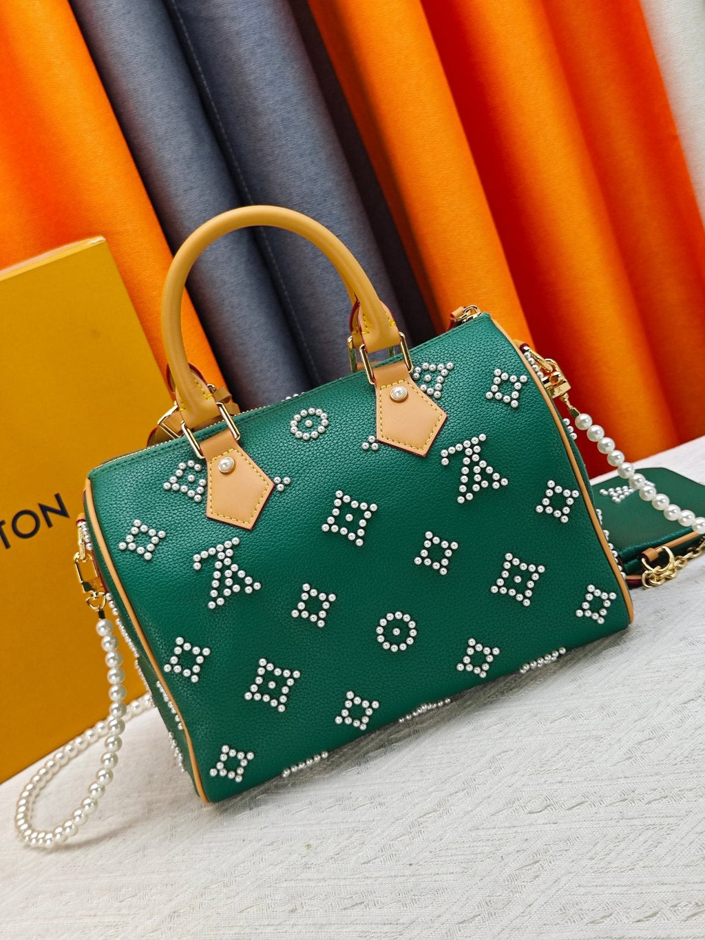 Louis Vuitton Speedy Bandoulière Pearl-Motif Handbag — back