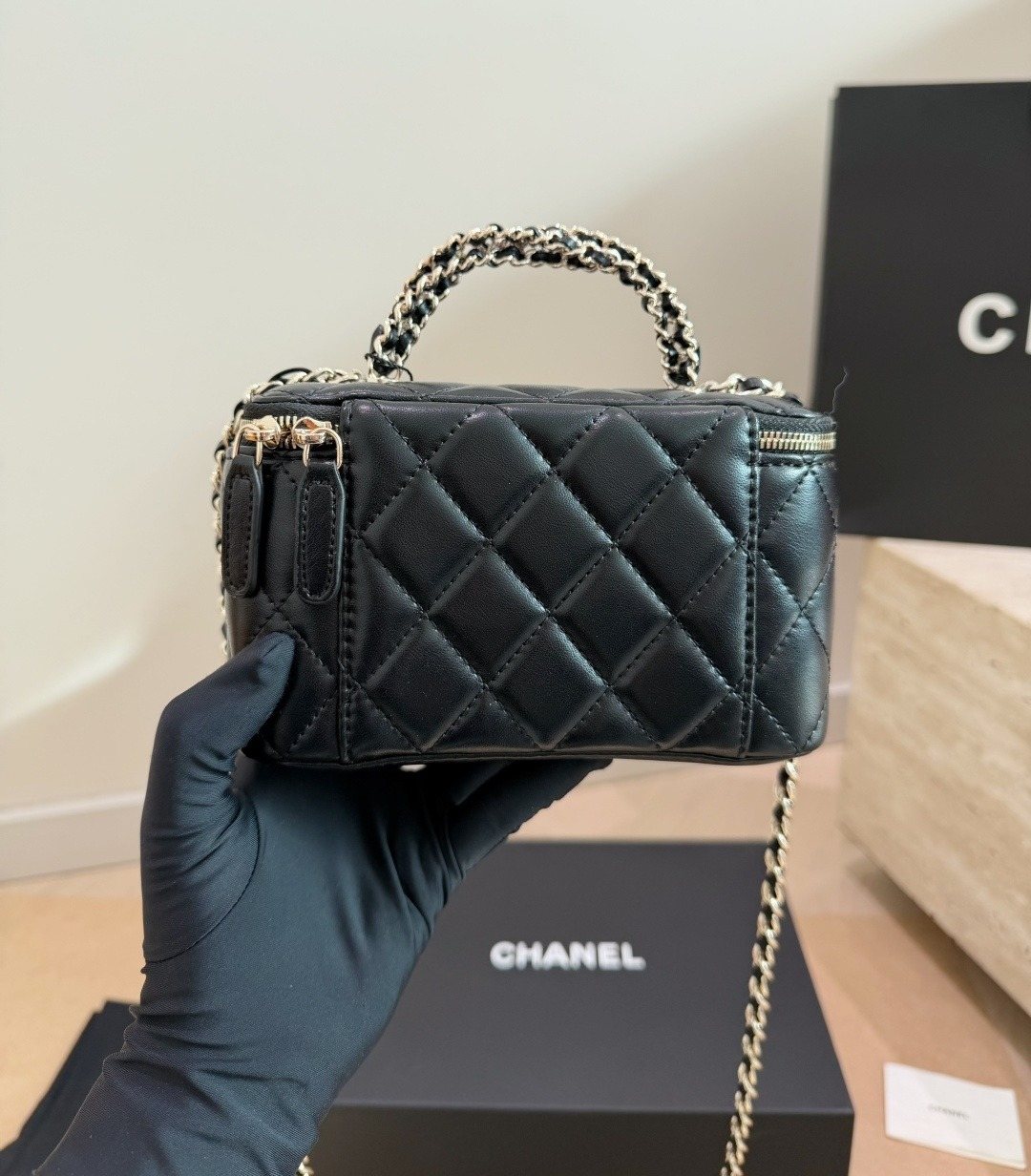 Chanel Quilted Top-Handle Box Bag — back