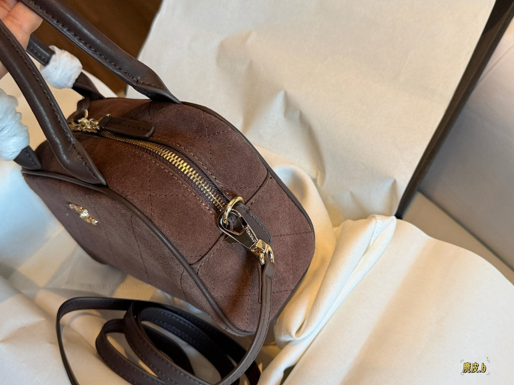 Chanel Diamond-Pattern Bowling Bag — side