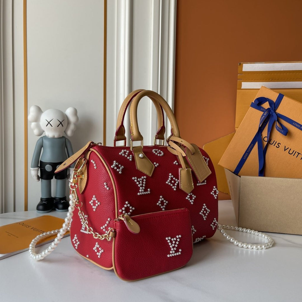 Louis Vuitton Speedy Bandoulière Pearl-Like Motif Satchel — side