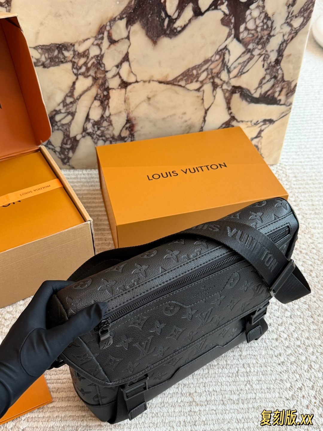 Louis Vuitton Monogram Buckle-Tab Messenger Bag — model
