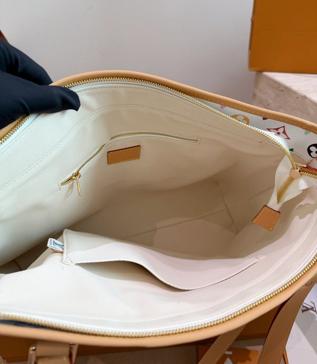 Louis Vuitton White Multicolor Monogram Tote — detail
