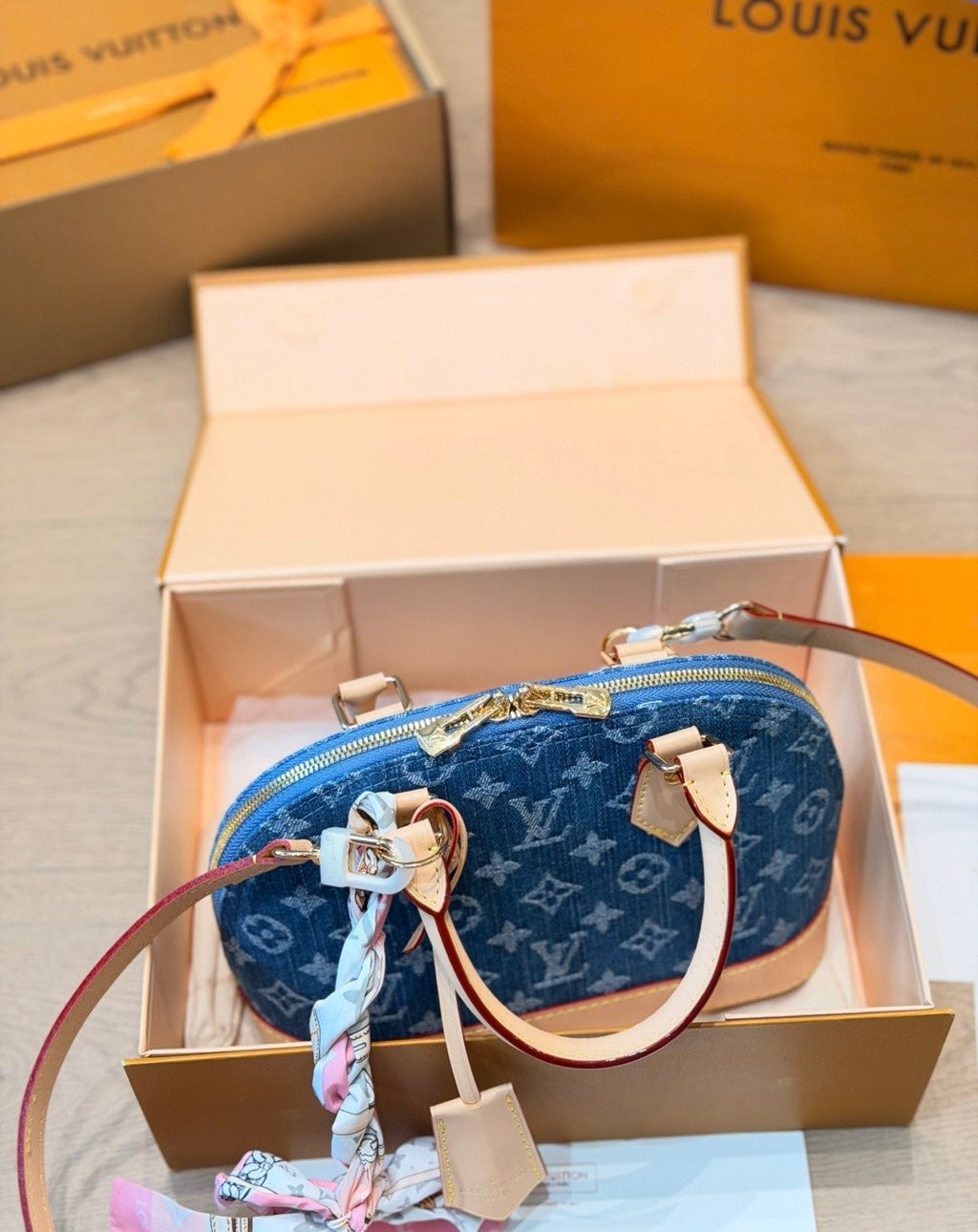 Louis Vuitton Alma BB Monogram Denim Handbag — detail