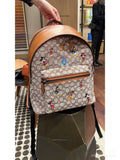 Monogram and Cartoon Print Backpack with Tan Cap — hero