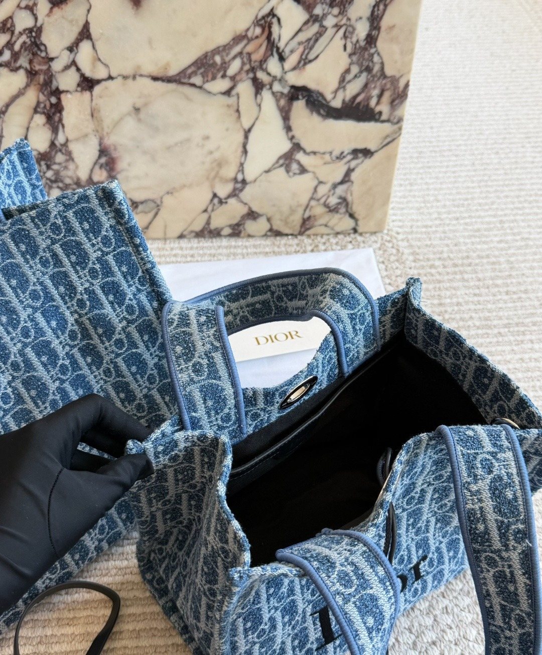 Dior Oblique Drawcord Tote Bag — detail